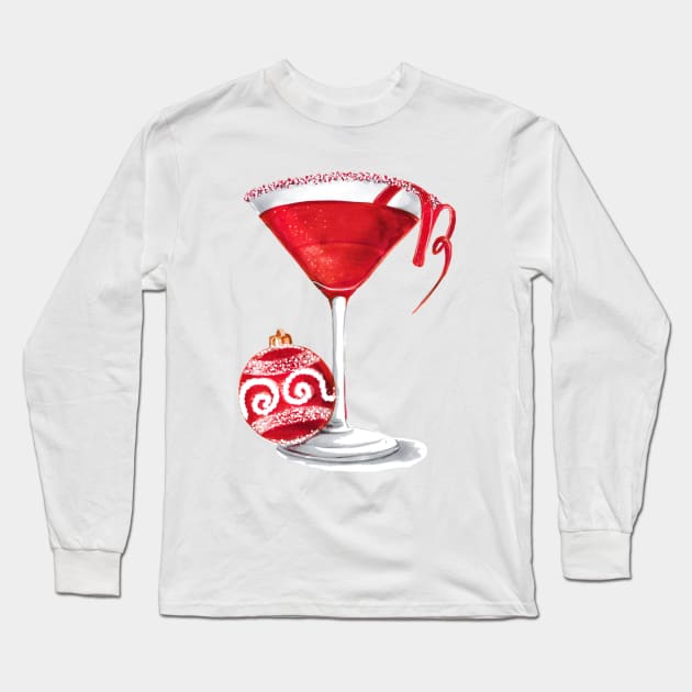 Christmas Cocktail Long Sleeve T-Shirt by Svetlana Pelin